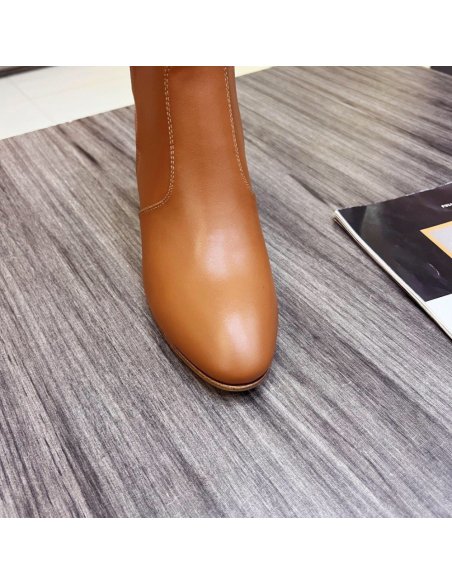 Cheap Reps Hermes Frenchie 50mm Ankle Boots In Brown Calfskin