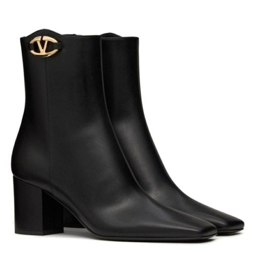 Cheap Reps Valentino VLogo The Bold Edition Ankle Boots 70mm in Black Calfskin