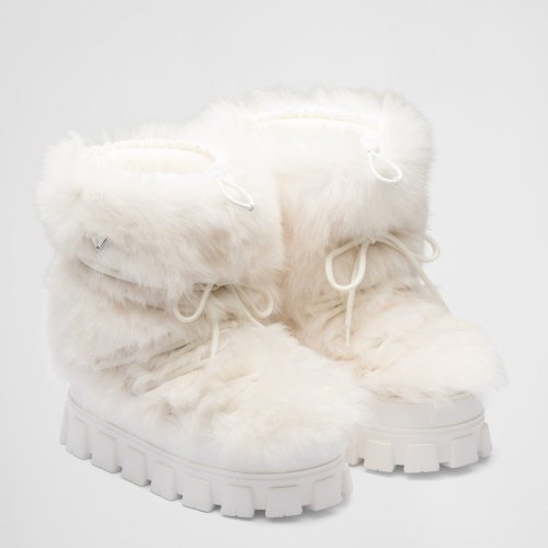 Cheap Reps Prada White Shearling Apres-ski Boots