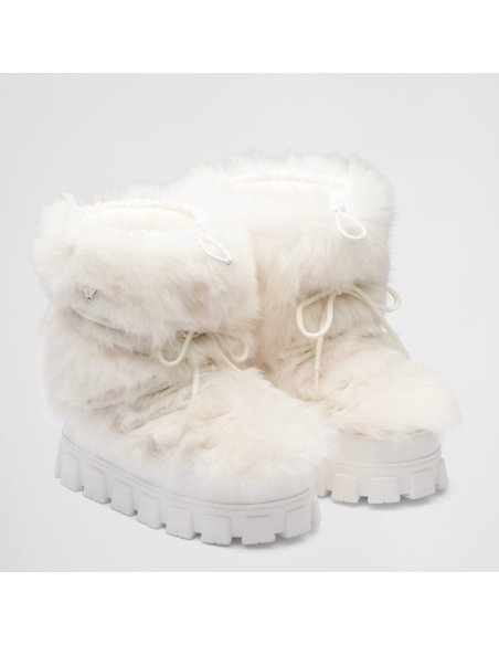 Cheap Reps Prada White Shearling Apres-ski Boots