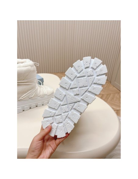 Cheap Reps Prada White Shearling Apres-ski Boots