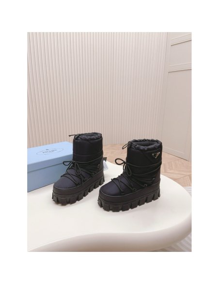 Cheap Reps Prada Gabardine Apr¨¨s-ski Boots in Black Nylon