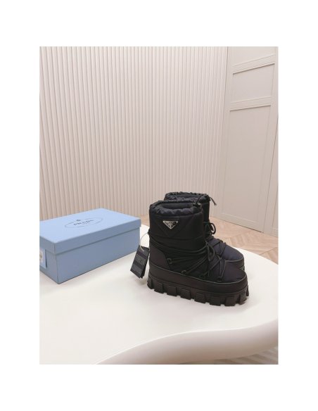 Cheap Reps Prada Gabardine Apr¨¨s-ski Boots in Black Nylon