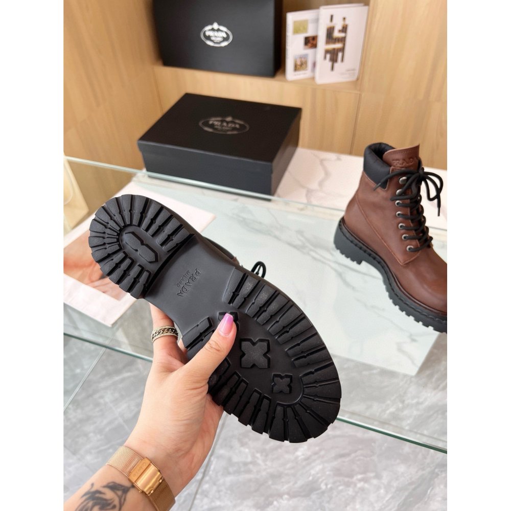 Cheap Reps Prada Chelsea Boots in Ebony Leather and Re-Nylon