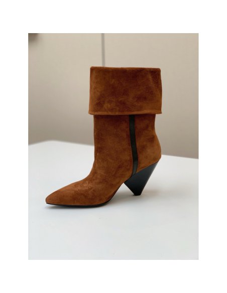 Cheap Reps Saint Laurent Niki Ankle Boots in Brown Suede Leather