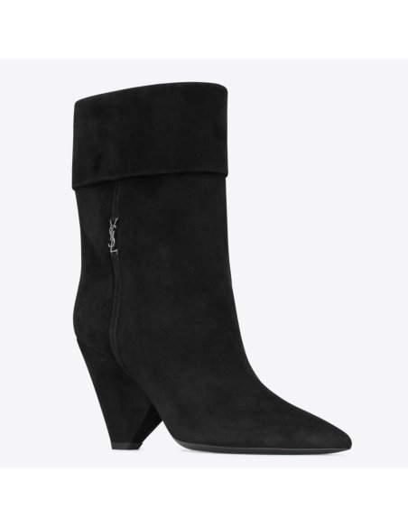 Cheap Reps Saint Laurent Niki Ankle Boots in Black Suede Leather