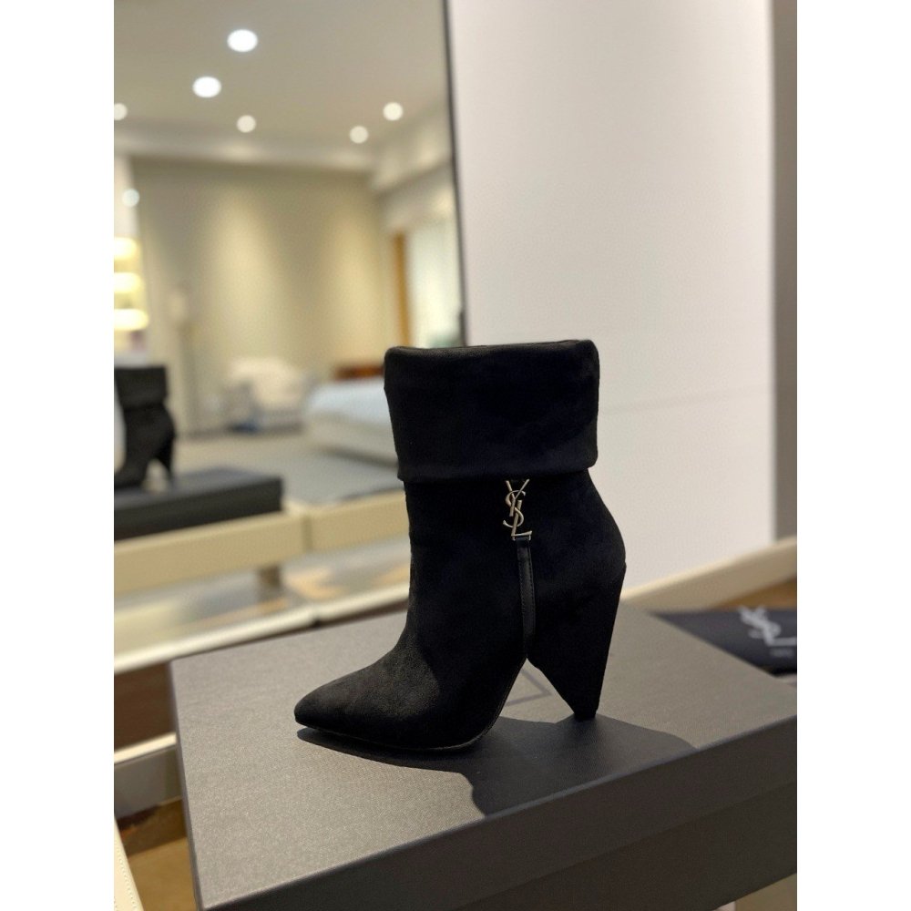 Cheap Reps Saint Laurent Niki Ankle Boots in Black Suede Leather