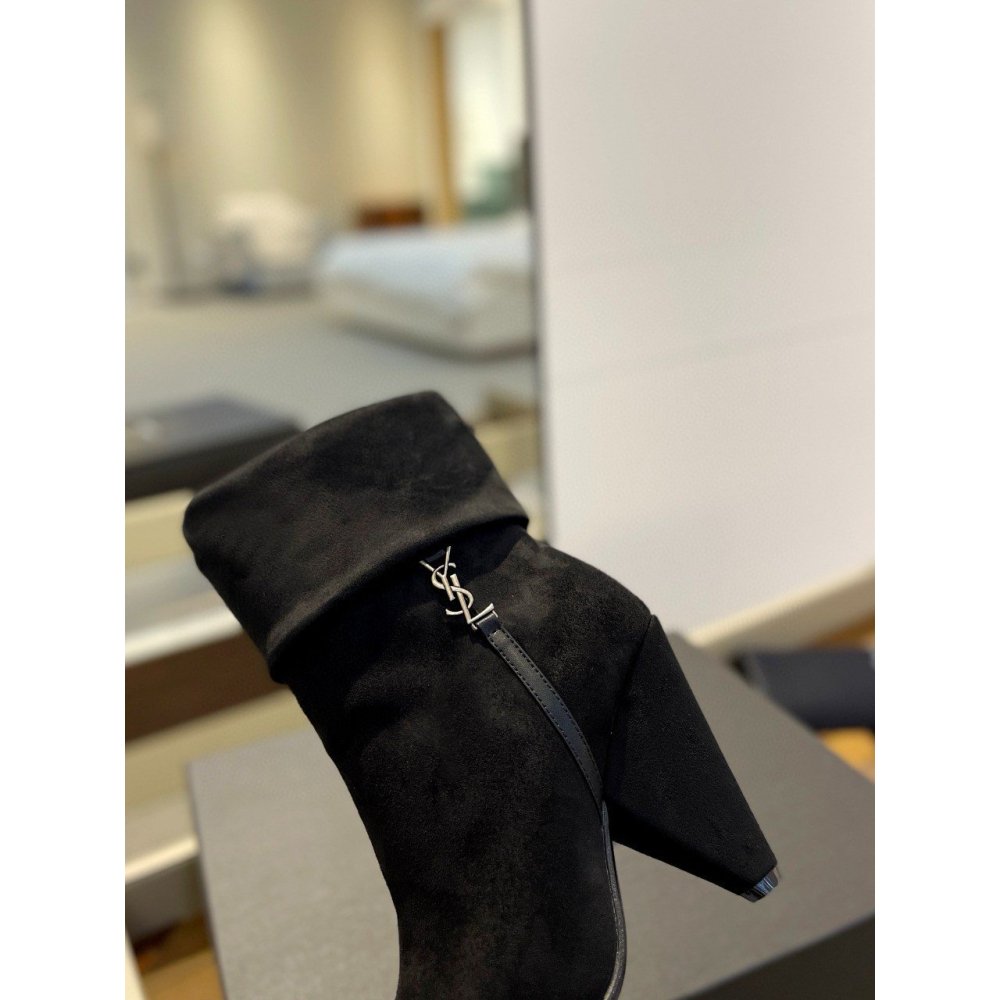 Cheap Reps Saint Laurent Niki Ankle Boots in Black Suede Leather
