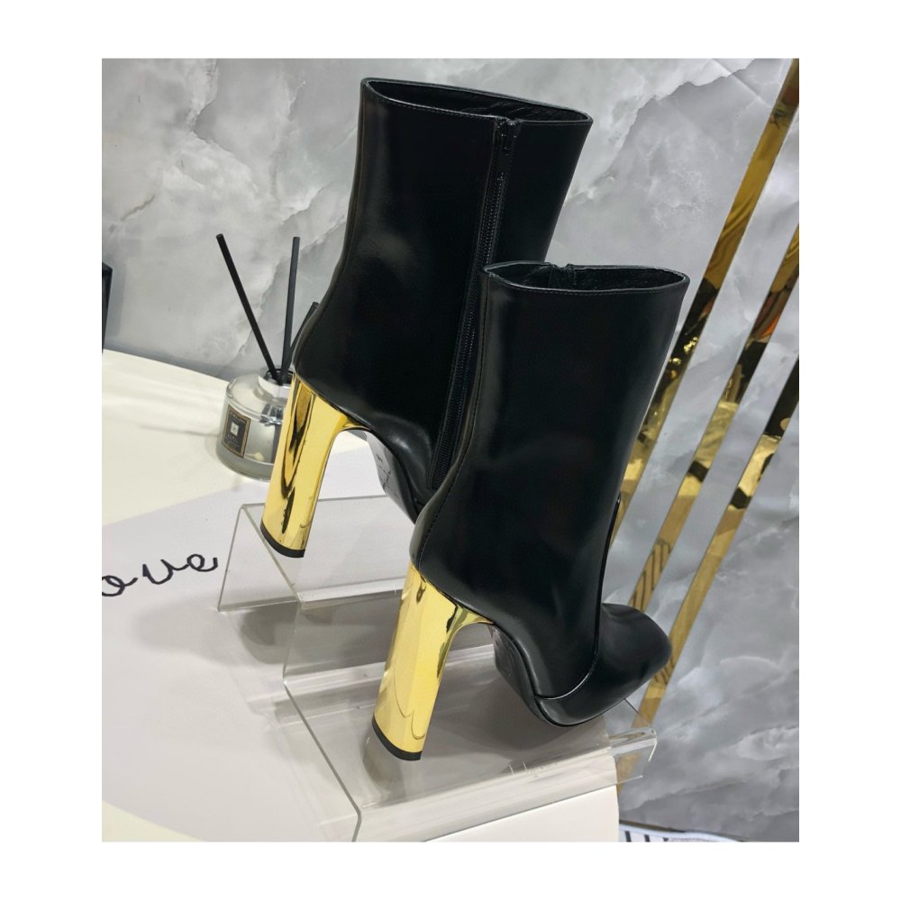Cheap Reps Saint Laurent Auteuil Ankle Boots in Black Glazed Leather