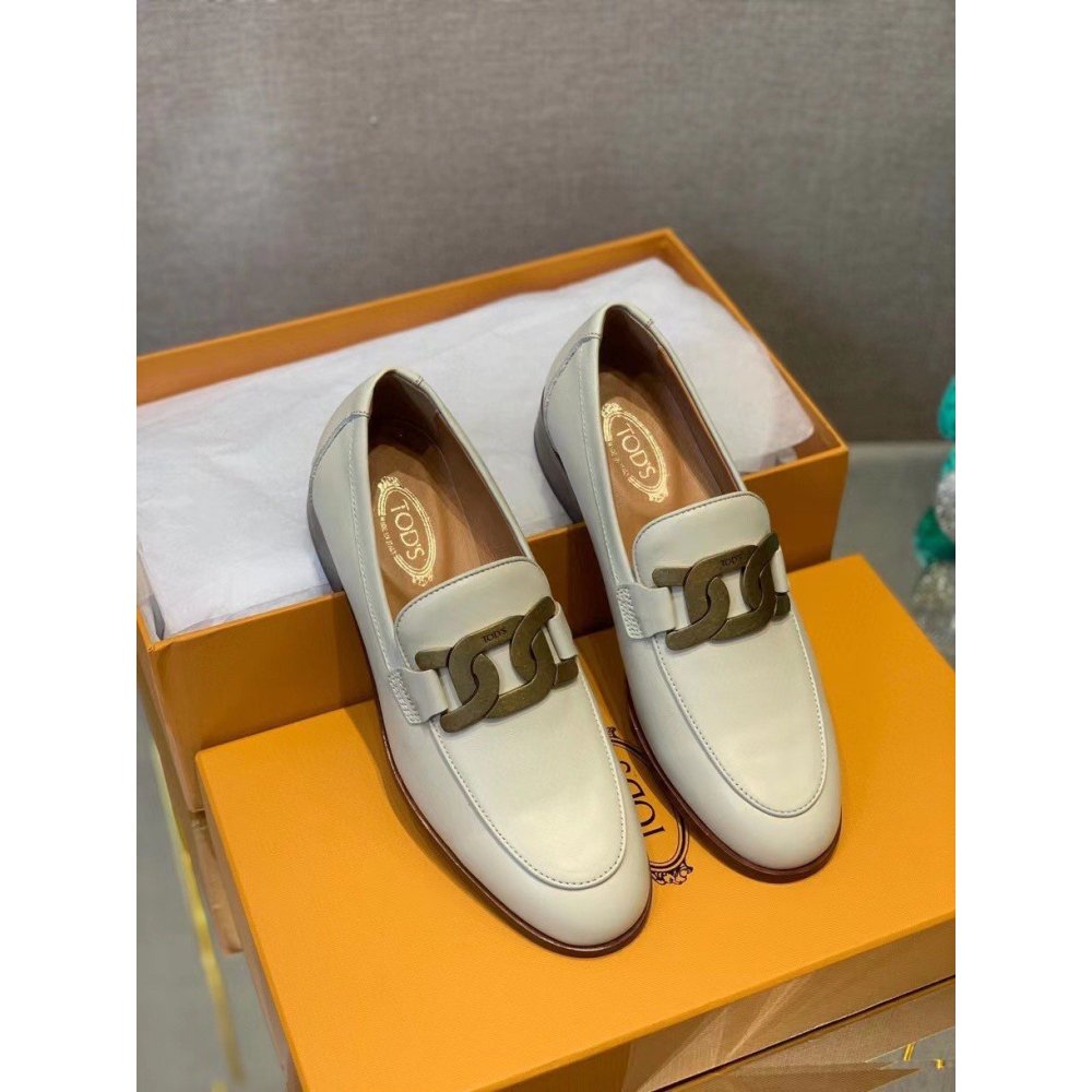 Cheap Reps Tods Womens Cuoio Loafers In White Calfskin