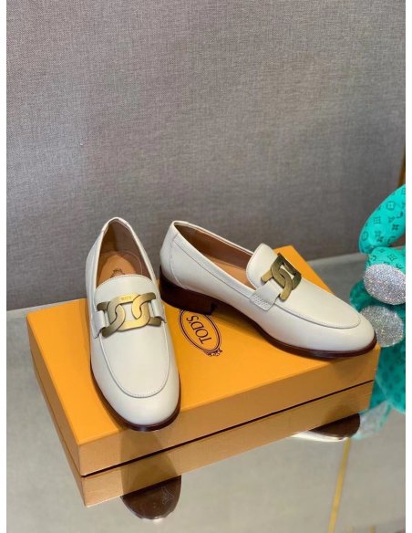Cheap Reps Tods Womens Cuoio Loafers In White Calfskin