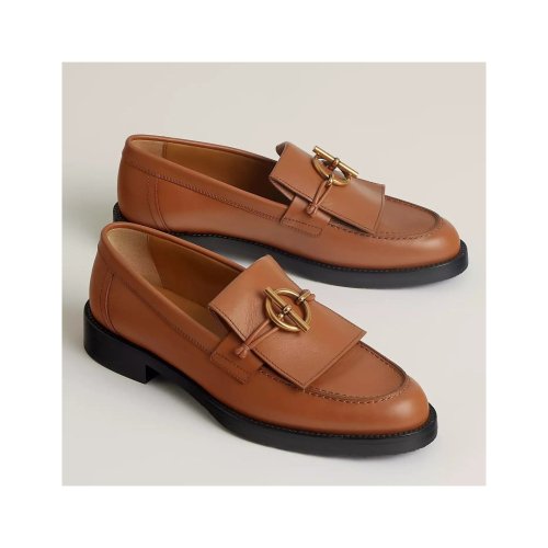 Cheap Reps Hermes Womens Impact Loafers in Brown Leather