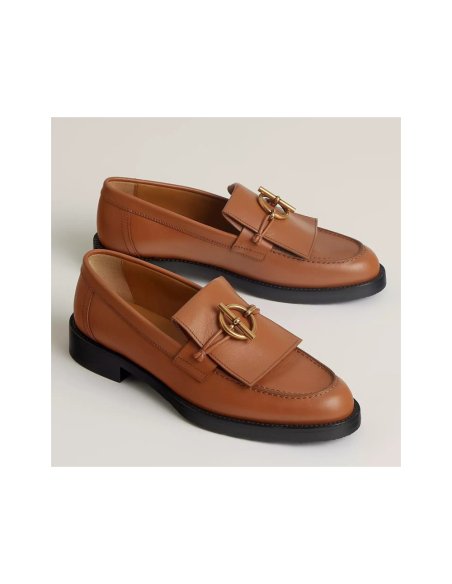 Cheap Reps Hermes Womens Impact Loafers in Brown Leather