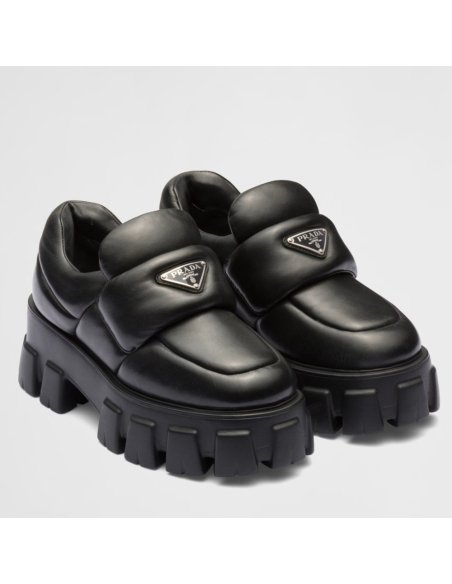 Cheap Reps Prada Loafers in Black Soft Padded Nappa Leather