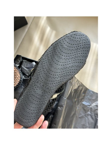 Cheap Reps Alaia Ballet Flats in Black Mesh with Patent Leather