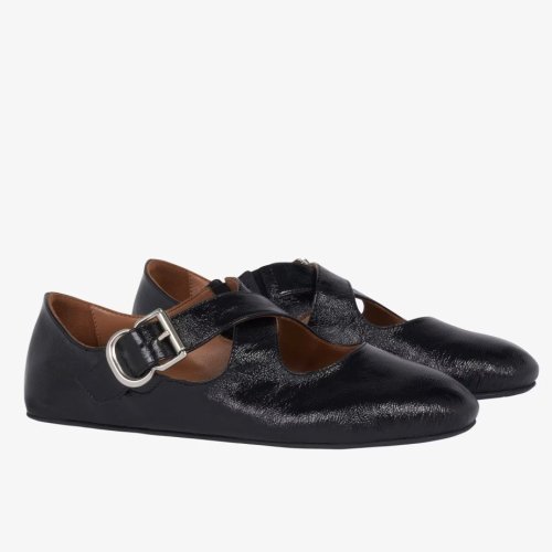 Cheap Reps Alaia Criss Cross Ballet Flats in Black Leather