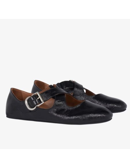 Cheap Reps Alaia Criss Cross Ballet Flats in Black Leather