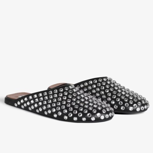 Cheap Reps Alaia Mules in Black Lambskin with Strass
