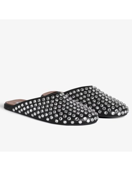 Cheap Reps Alaia Mules in Black Lambskin with Strass