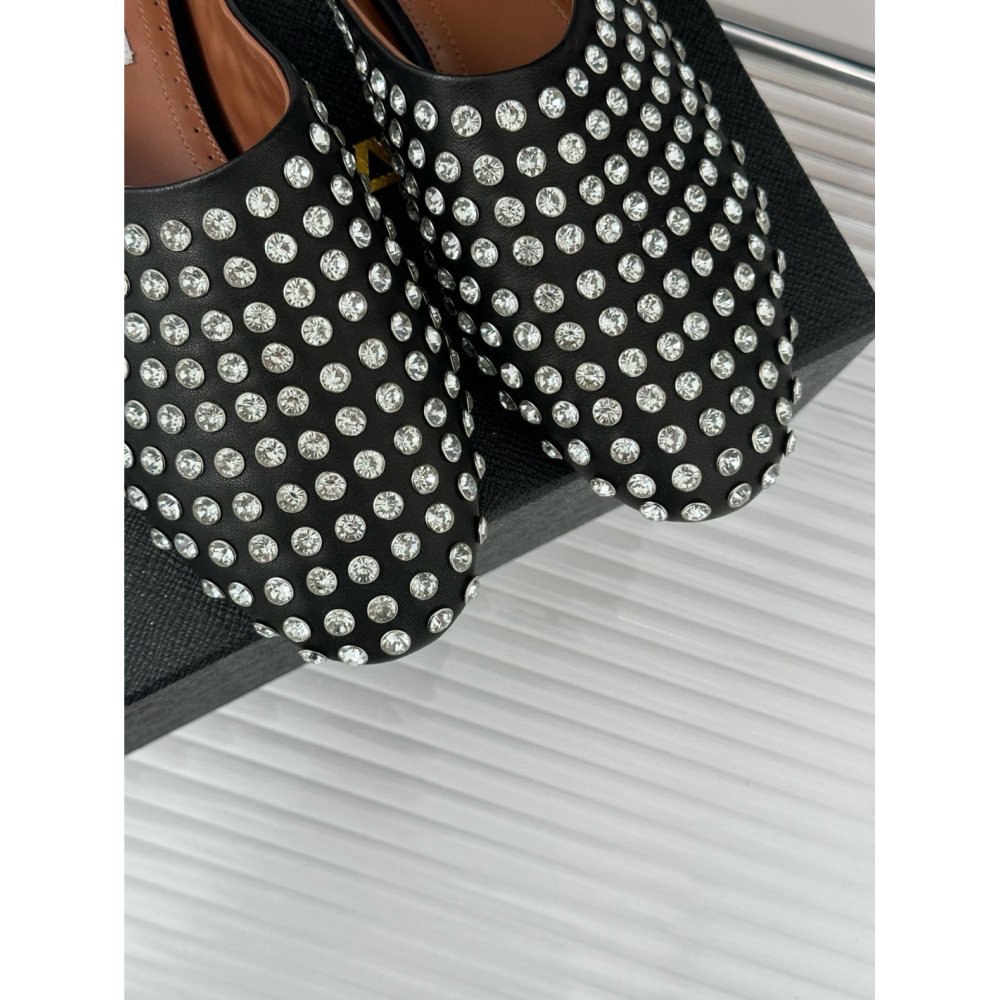 Cheap Reps Alaia Mules in Black Lambskin with Strass