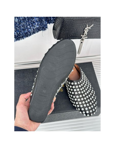 Cheap Reps Alaia Mules in Black Lambskin with Strass