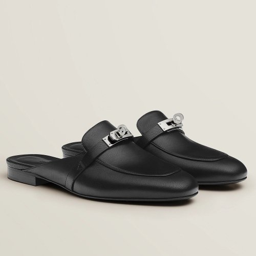 Cheap Reps Hermes Womens Oz Mules in Black Leather