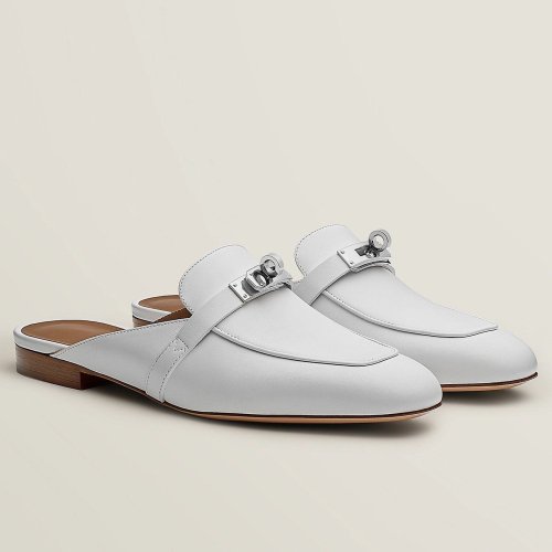 Cheap Reps Hermes Womens Oz Mules in White Leather