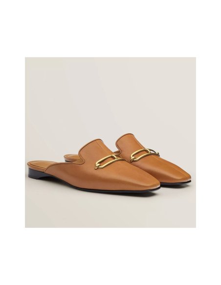 Cheap Reps Hermes Esmee Mules in Brown Calfskin