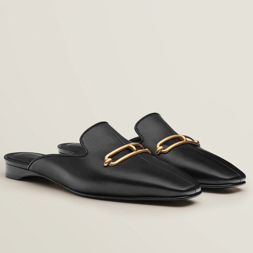 Cheap Reps Hermes Esmee Mules in Black Calfskin