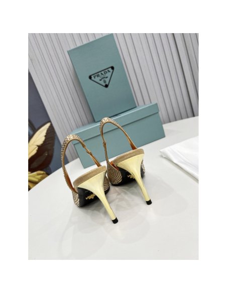 Cheap Reps Prada Slingbacks Pumps 85mm in Satin with Crystals