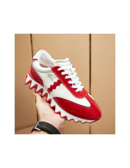Cheap Reps Christian Louboutin Womens Loubishark Sneakers In Red Patent
