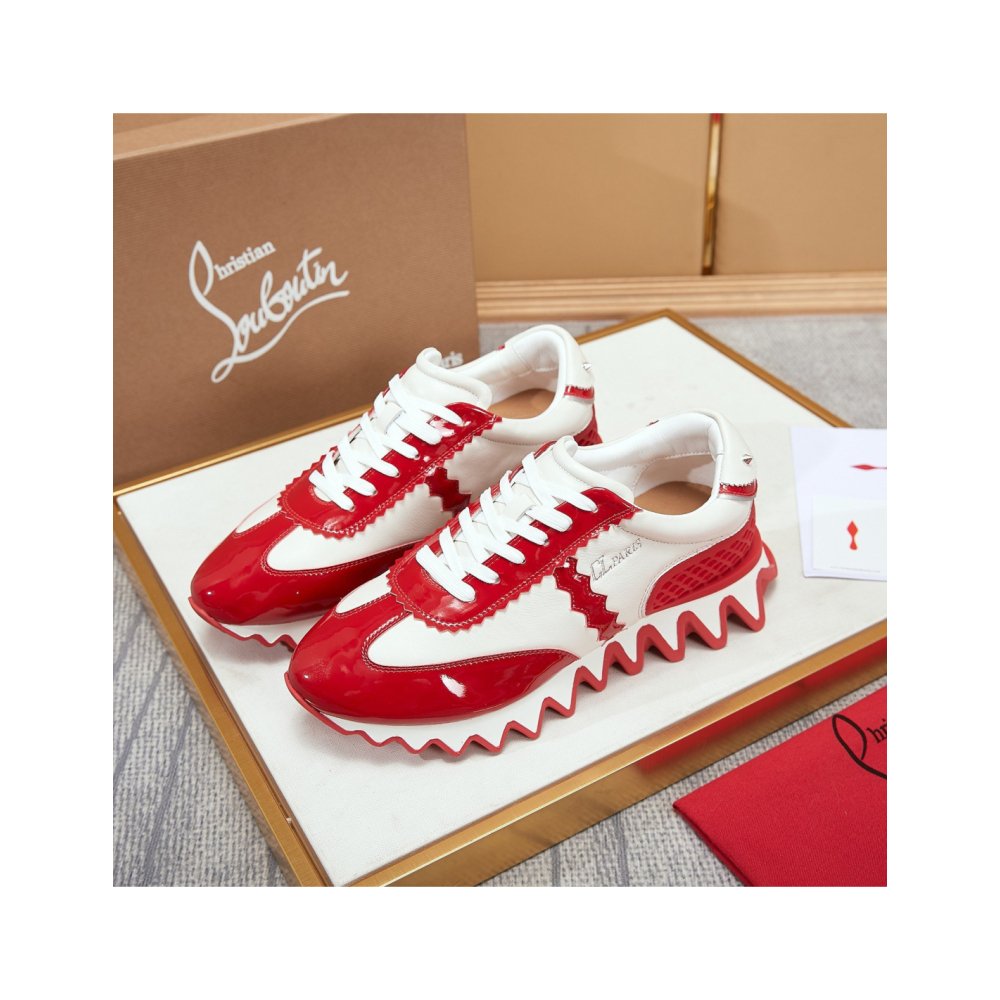 Cheap Reps Christian Louboutin Womens Loubishark Sneakers In Red Patent