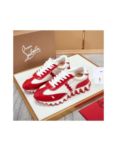 Cheap Reps Christian Louboutin Womens Loubishark Sneakers In Red Patent