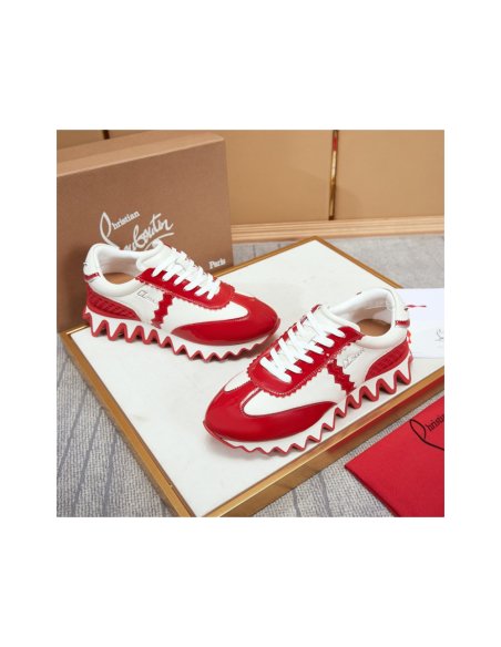 Cheap Reps Christian Louboutin Womens Loubishark Sneakers In Red Patent