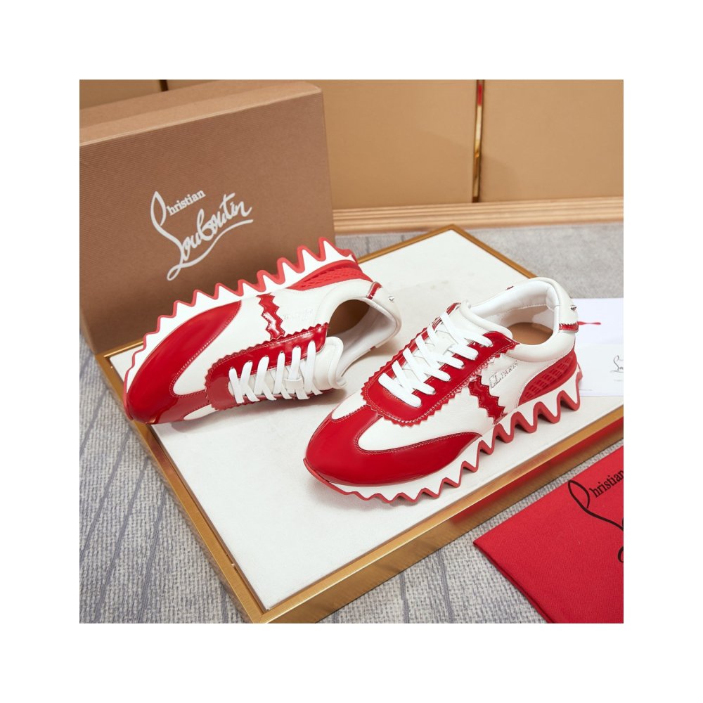 Cheap Reps Christian Louboutin Womens Loubishark Sneakers In Red Patent