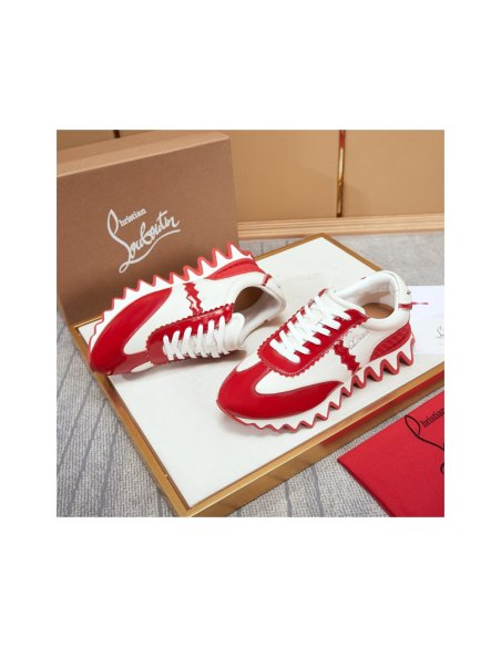 Cheap Reps Christian Louboutin Womens Loubishark Sneakers In Red Patent