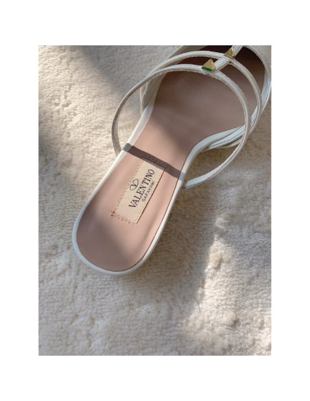 Cheap Reps Valentino Rockstud Wispy Mules in White Leather