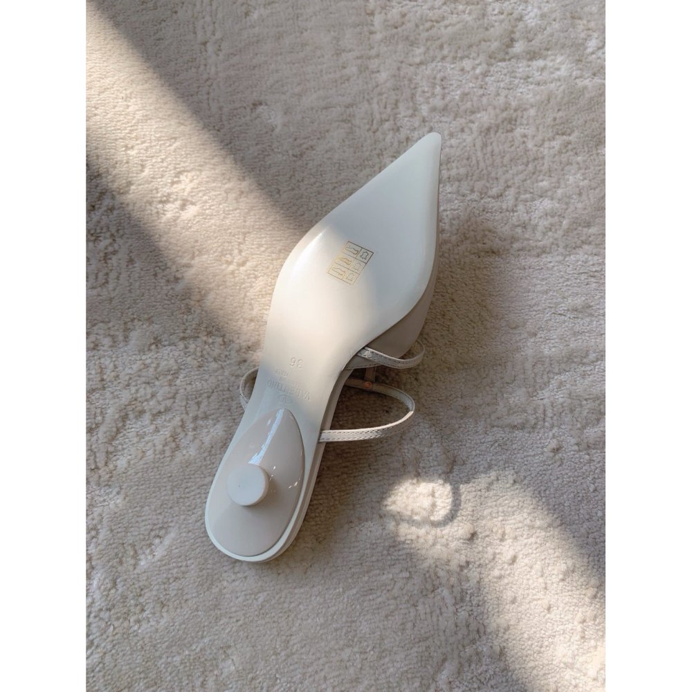 Cheap Reps Valentino Rockstud Wispy Mules in White Leather