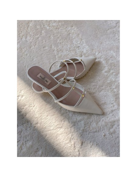 Cheap Reps Valentino Rockstud Wispy Mules in White Leather