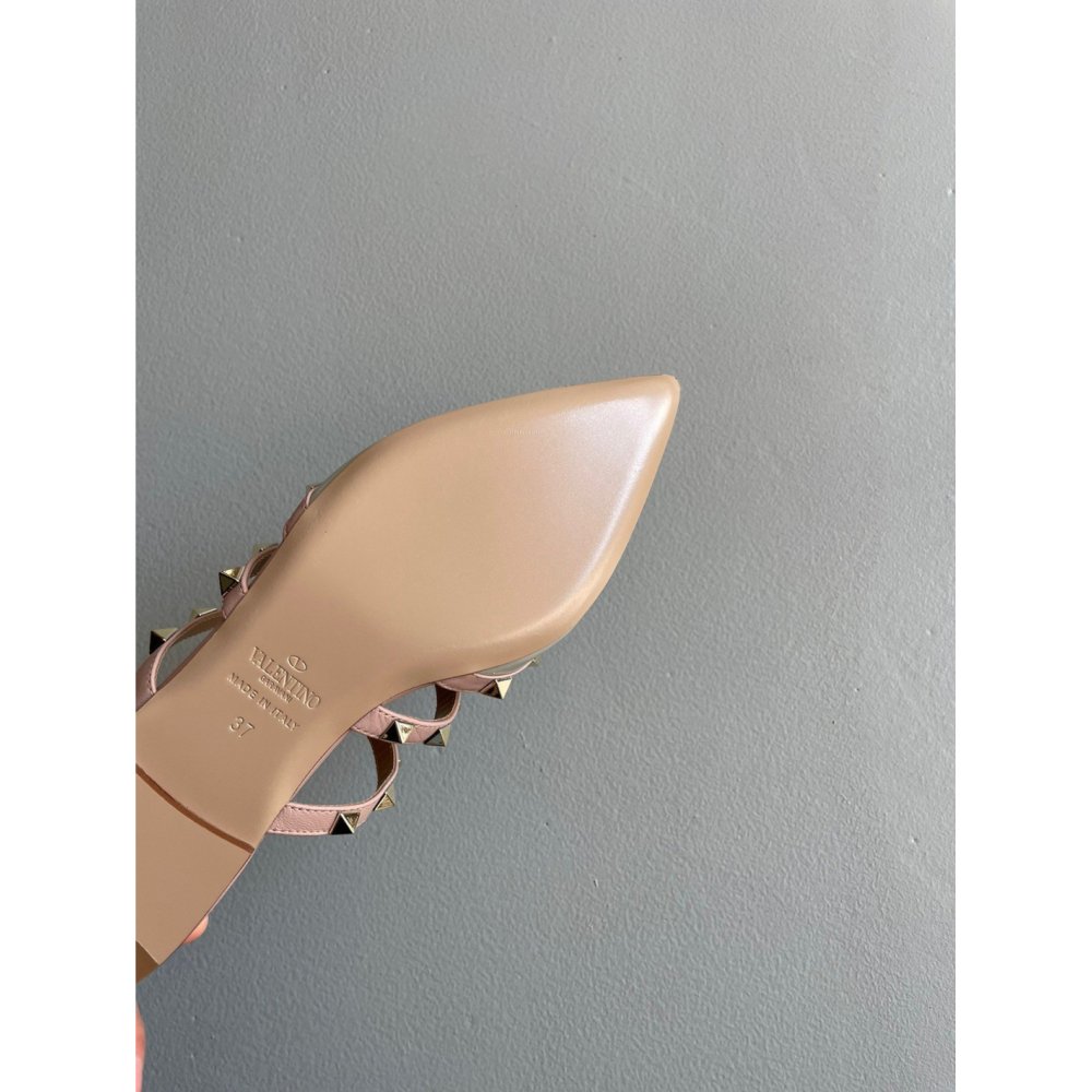Cheap Reps Valentino Rockstud Flat Mules In Opal-grey Patent Leather