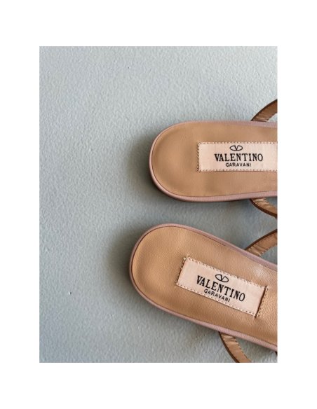 Cheap Reps Valentino Rockstud Flat Mules In Opal-grey Patent Leather