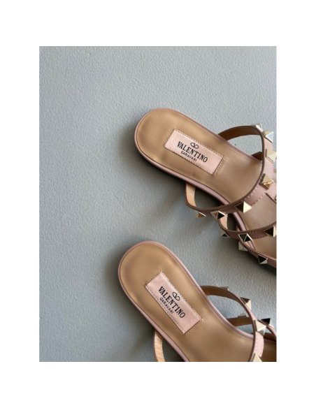 Cheap Reps Valentino Rockstud Flat Mules In Black Patent Leather