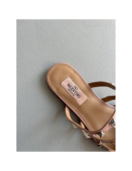 Cheap Reps Valentino Rockstud Flat Mules In Black Patent Leather