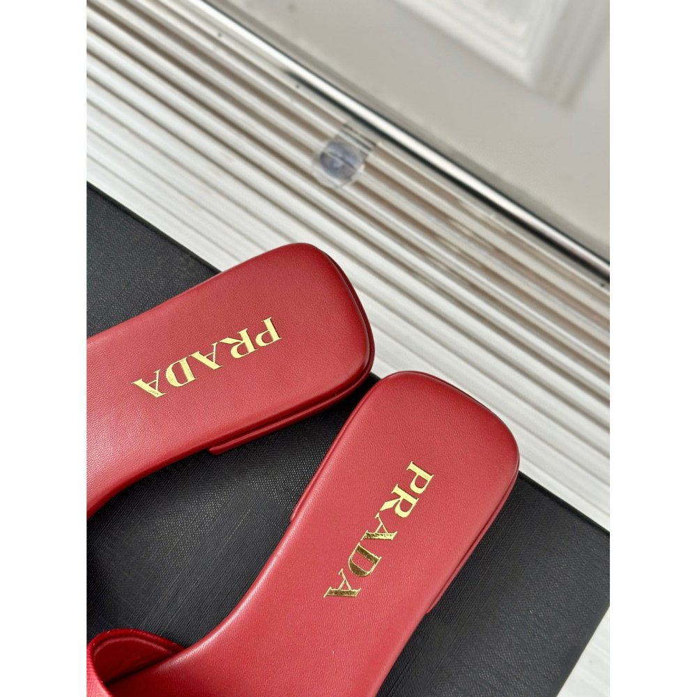 Cheap Reps Prada Womens Slides in Red Saffiano Leather