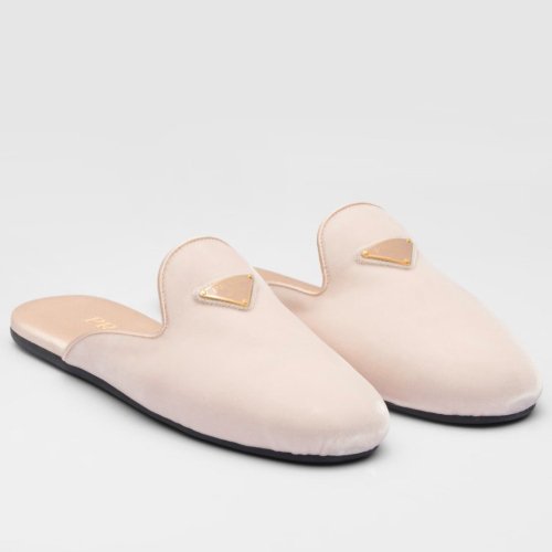 Cheap Reps Prada Womens Slippers in Nude Velvet