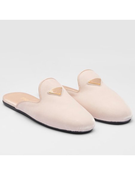 Cheap Reps Prada Womens Slippers in Nude Velvet