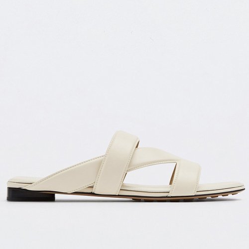 Cheap Reps Bottega Veneta Band Slides In White Lambskin