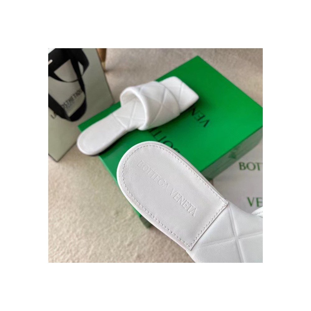 Cheap Reps Bottega Veneta Rubber Lido Slides In White Lambskin