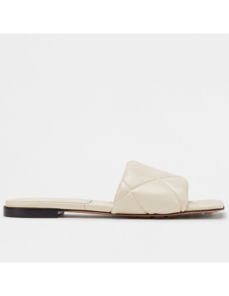 Cheap Reps Bottega Veneta Rubber Lido Slides In White Lambskin